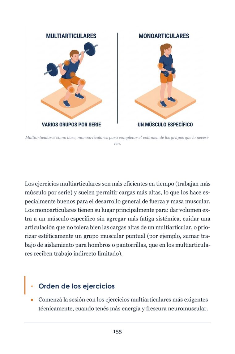 Página sobre ejercicios multiarticulares y monoarticulares